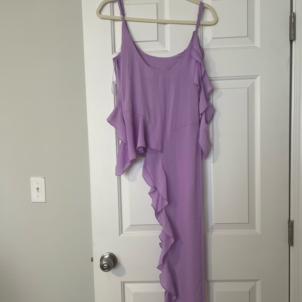 Fashion Nova Lavender Asymmetrical Ruffle Dressy Tank Top